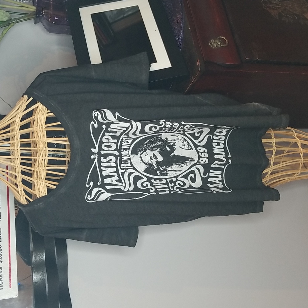 PINK Victoria's Secret Medium Black and White Oversized Janis Joplin Band Tshirt
